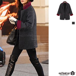 (イイネショップ) eeNeshop 配色 切替 チェスター コート