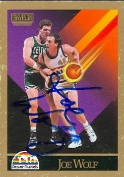 Joe Wolf Autographed/Hand Signed Basketball card (Denver Nuggets) 1990 Skybox #381