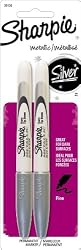 Sharpie Metallic Fine Point Permanent Markers, 2 Silver Markers (39108PP)