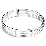 Sterling Silver Plain Stackable Bangles w/ Connector