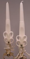 Carved Tapers with Gold Boot Charms, Ivory