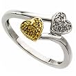 14Kt Two Tone Opposite Heart Shaped Diamond Ring