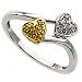 0.08 Ct.T.W. Round Brilliant Cut Natural Fancy Yellow and White Diamonds, 14Kt. Two Tone Gold. Two Tone Natural Fancy Yellow and White Diamond Heart Ring