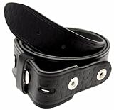Basketweave Pattern Full Grain Leather Snap Fit Belt (BLACK)