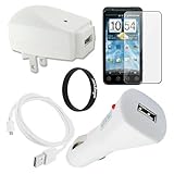 White High Quality USB Wall + Car Charger Adapter + USB Cable + Clear Cryst ....