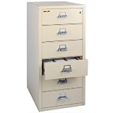 Fireproof Card and Check File Six Drawers Black