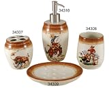 COWBOY 4 PC BATH SET (1 EA: TOOTHBRUSH HOLDER, TUMBLER, SOAP DISH & LOTION PUMP)