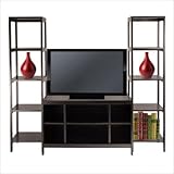 Hailey TV Stand and 2 Tower Shelf 3-Piece Set (Dark Espresso) (60.43"H x 70 ....