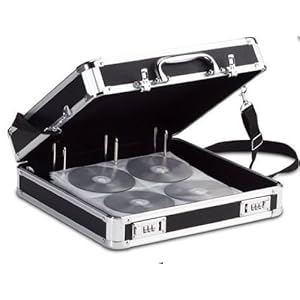 Vaultz Locking Media Binder 200 CD/DVD Capacity Black with Chrome Accents 14 x 4.5 x 12.75 Inches (VZ01076)