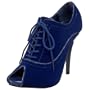 Bordello by Pleaser Women's Wink-01 Open-Toe Bootie,Blue Velvet,6 M US