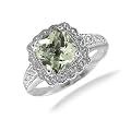 Damen Ringe Sterling-Silber 925 Gr?n Amethyst 1.5 Karat