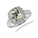 7MM Cushion Cut Green Amethyst Ring In Sterling title=