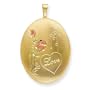 Elegant 1/20 Gold Filled 20mm Enameled Roses With Love Oval Locket