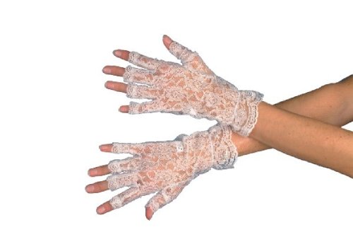 Childrens Toyshop  Third Party New : Adult Fingerless White Lace Gloves for Fancy Dress