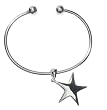 Sterling Silver Puffy Star Charm Cuff Style Bracelet