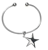 Sterling Silver Puffy Star Charm Cuff Style Bracelet