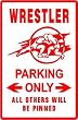 WRESTLER PARKING fight musscle hobby NEW sign
