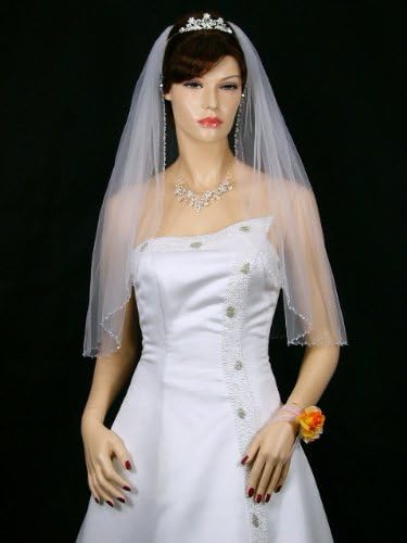 1T 1 Tier Beaded Edge Bridal Wedding Veil