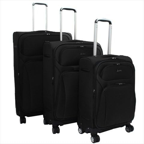 Jourdan 936-BLACK Lightweight Expandable Upright Spinner Luggage Set, Black - 3 Piece