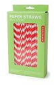 Kikkerland Biodegradable Paper Straws, Red and White Striped, Box of 144