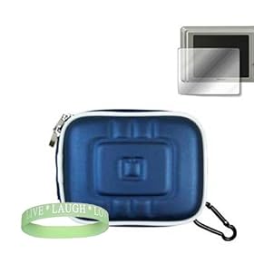 Flip Ultra / Flip Ultra HD Eva Blue Carrying Case + Flip Ultra / Flip Ultra HD Screen Protector + Vangoddy tm, Live*Laugh*Love wrist band!!!