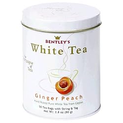 Bentley's Ginger Peach White Tea, 50 Count Tins (Pack of 2)