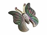 Black Mother Of Pearl Maternal Butterfly Pendant, 14k Gold
