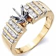 14Kt Yellow Gold Diamond Engagement Ring, Semi-Mount Setting