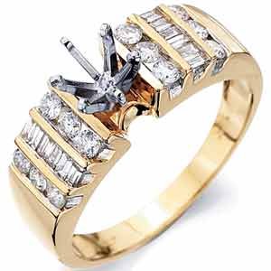 14Kt Yellow Gold Diamond Engagement Ring, Semi-Mount Setting