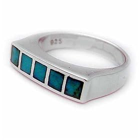 Sterling Silver Single-Row Turquoise Inlay Ring