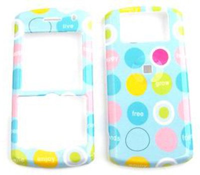 Blackberry Pearl 8100/8110/8120/8130 “Free,Life,Smile,Happy” Polka Dots on Blue Hard Case/Cover/Faceplate/Snap On/Housing/Protector