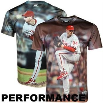 MLB Boy's Philadelphia Phillies Roy Halladay Sublimated High Definition Photo Tee Shirt (Phillies, Medium)