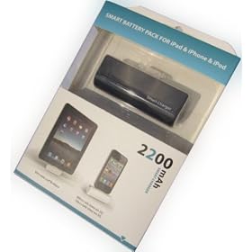 Free Postage - Fulfilled by Amazon - World's Smallest High Capacity 2200mAh External Battery Pack for iPhone 4S 4 3GS 3G, iPad, iPad 2 and all iPod models (Black)