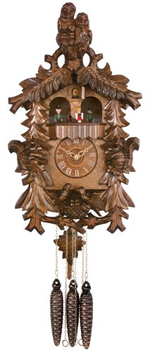River City Clocks One Day Musical Cuckoo Clock with Hand-carved Owls, Squirrels, and Bird Nest – 16 Inches Tall – Model # MD421-16