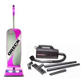 Oreck XL Lightweight Upright Vacuum Cleaner Pink Color w/ Compact Canister Vacuum.