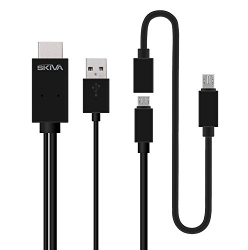 Skiva MediaFlow HD-X3 (6.5 ft) HDMI Cable (Supports 1080P) for MHL enabled Smartphones, Samsung Galaxy Note Edge Note4 Note3 Note2, Samsung Galaxy S5 S4 S3 S2, HTC M9 M8 (Android) M7 [Model:AM103]