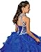 Y&C Girls Halter Crystal Floor Length Ruffled Ball Gown Beads Pageant dresses