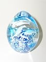 Turquoise Glass Paperweight with dolphin
