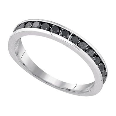 Cheap Girls Jewelry 0.53CTW-DIA BLACK DIAMOND MACHINE-SET BAND For Sale