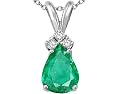 1.06 cttw Genuine Emerald and Diamond Pendant in 14k White Gold LIFETIME WARRANTY