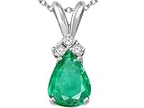 1.06 cts Genuine Emerald and Diamond Pendant - 14kt White or Yellow Gold