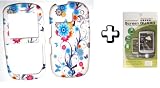 BUNDLE Samsung R355c Butterfly Blue Tattoo Flower Vine Rubberized + LCD CLEAR SCREEN PROTECTOR Hard Case Cover Skin Protector NET 10 Straight Talk