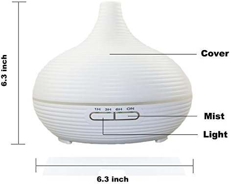300ml Aroma Essential Oil Diffuser New Whorl Ultrasonic Cool Mist Quiet Humidifier with Color LED Light Changing and 4 Timer Settings Waterless Auto Shut-off for Home Yoga Office Spa Bedroom Baby Room
