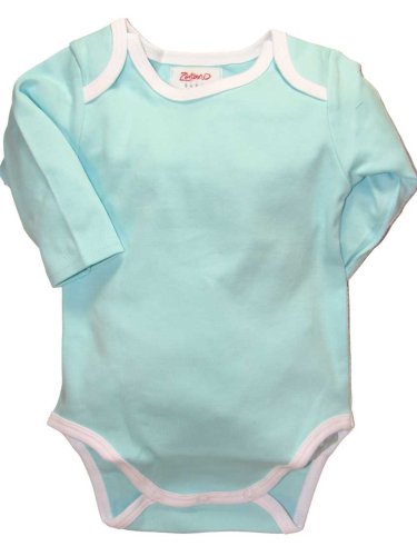 Long Sleeve Solid Color Onezie Bodysuit with White Trim by Zutano