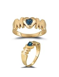 0.27 Cts London Blue Topaz Solitaire Heart MOM Ring in 14K Yellow Gold