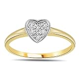 7 Diamond Heart Shaped Two-tone 18k Gold Ring