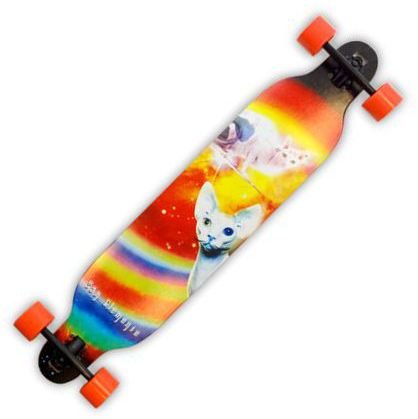 San Clemente Bamboo Drop Through Super Carver Space Kats Longboard Complete Skateboard (9.5