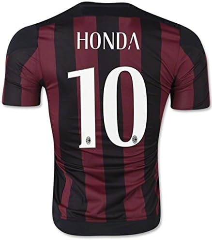 15-16 AC Milan Home 10 HONDA Customized Black&amp;Red men`s Soccer Jersey Shirt SIZE L