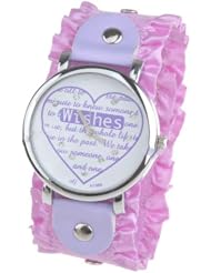 Stylish Rhinestones Wishes Heart Dial Quartz Watch Wristwatch with Flouncing Elastic Band for Lady Woman Girl Female - Purple SWWM6-59090