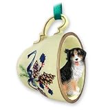 Bernese Mountain Dog Green Holiday Tea Cup Ornament
